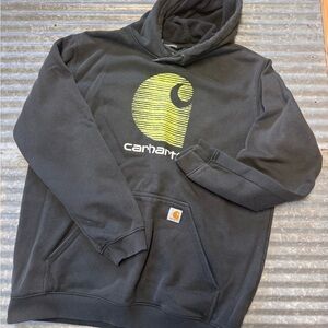 Carhartt Men's Black and Yellow Logo Hoodie